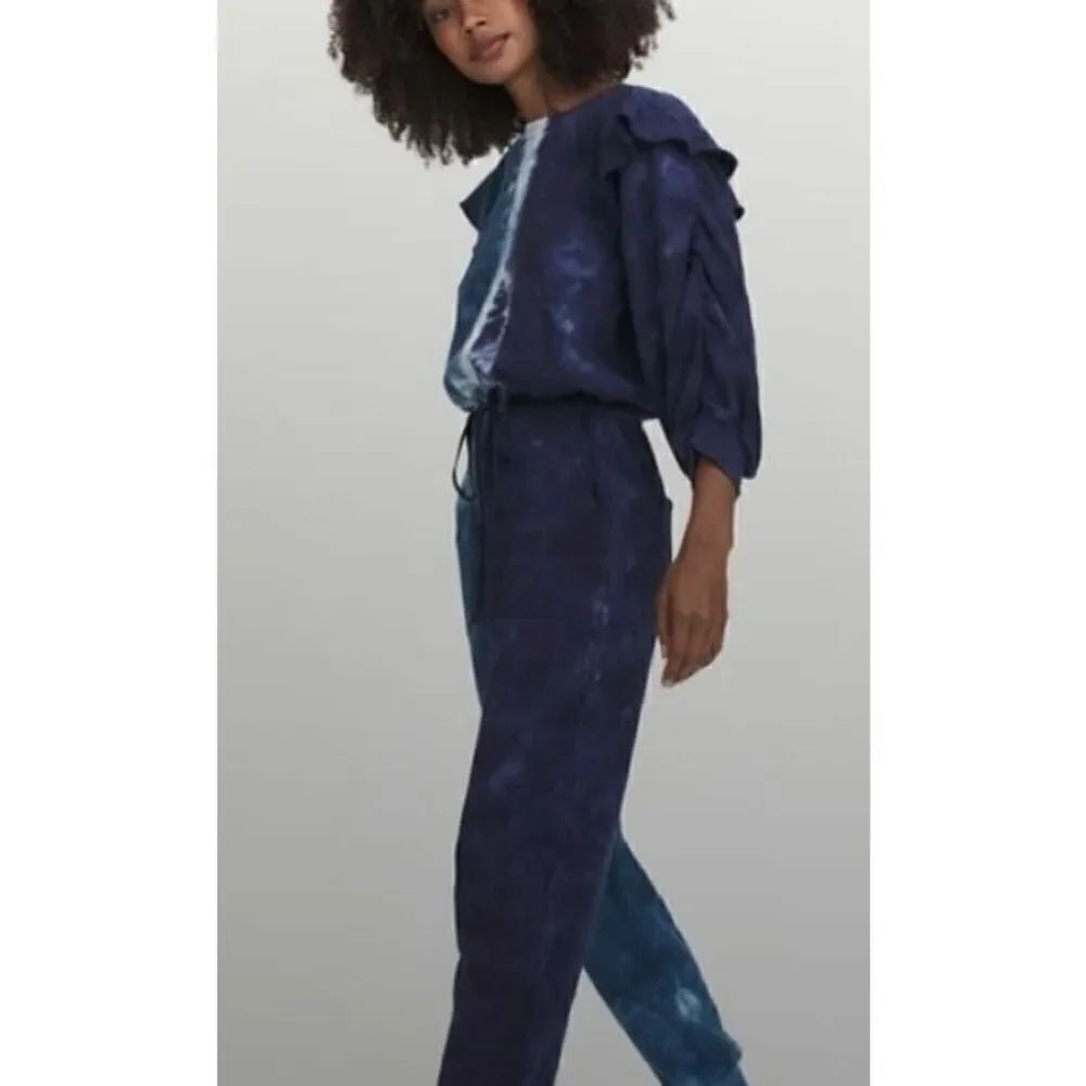 Something Navy Meghan Ruffle Tie Dye Jumpsuit Sz. XS